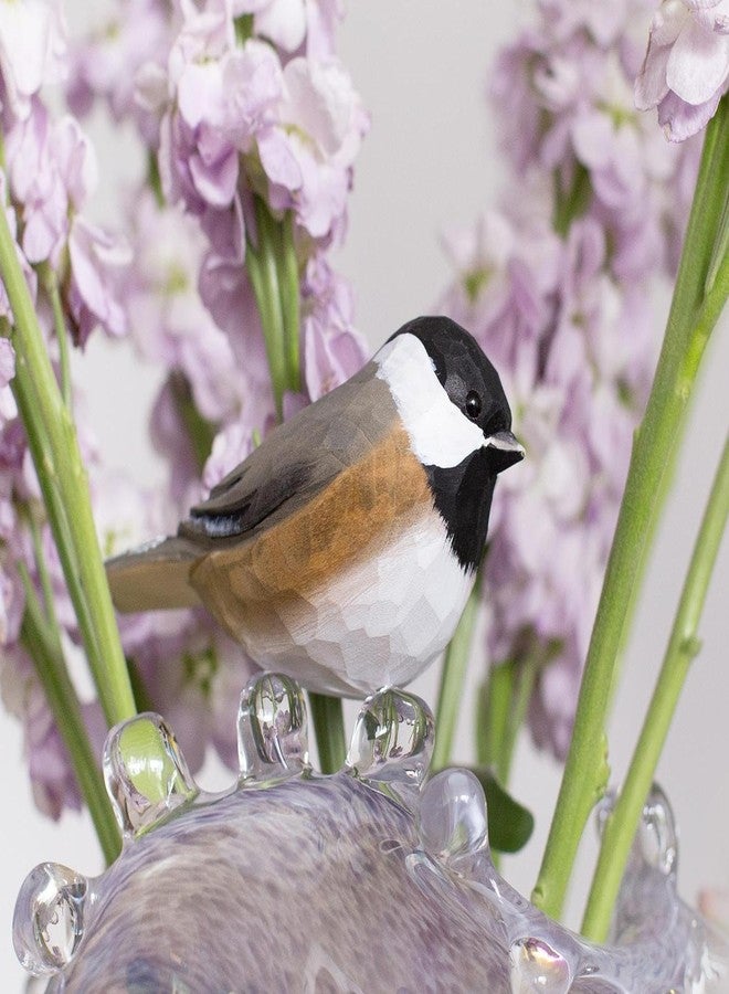 INF-STAR Handmade Black-Capped Chickadee Bird Figurine, Wooden Black-Capped Chickadee Carving, Unique Small Bird Statue for Home Décor or Collectible Gift - Image 3